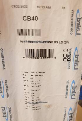 Laird Technologies 806326112348 New Cb40 40 - 47 Mhz Tunable Black Dc Gnd Bs Ld Quarter Wave Vhf Antenna